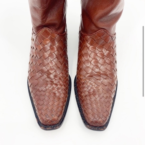 Vintage Basket Weaved Leather Riding Boots - Picture 3 of 5